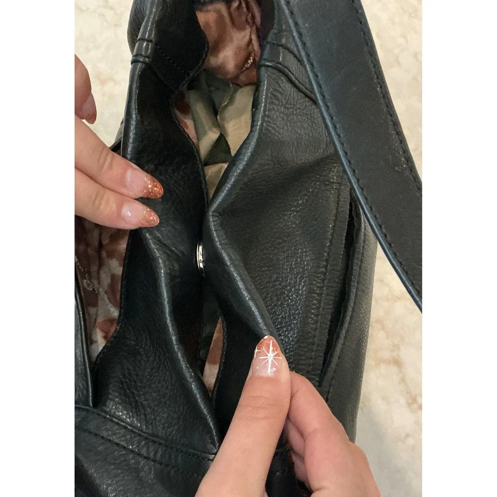 B Makowsky‎ Black Leather Hobo Shoulder Bag Purse - Picture 13 of 16